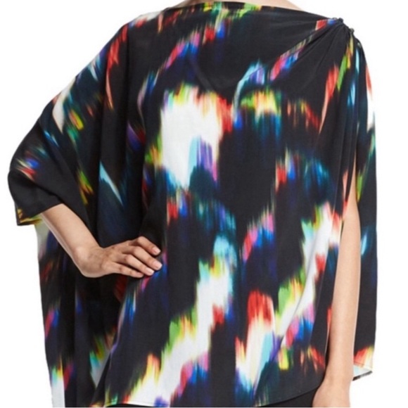 Trina Turk Aurora Silk Abstract Asymmetrical Multicolored Draped Top Size XS/S - Picture 1 of 12